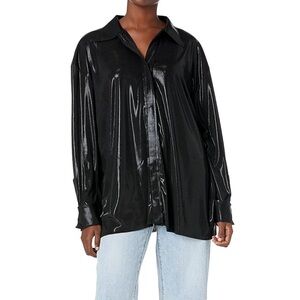 Norma Kamali oversized shiny boyfriend shirt